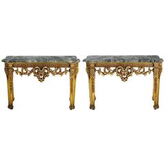 Pair of Italian Carved Giltwood Consoles, 19th Century 2