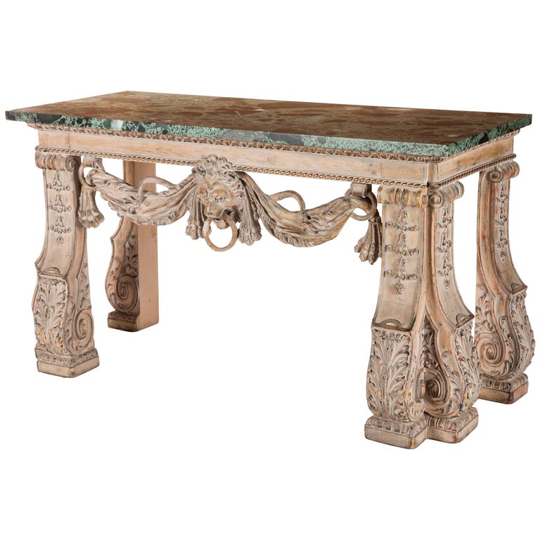 English William Kent Style Carved Wood Console Table, 19th Century For
