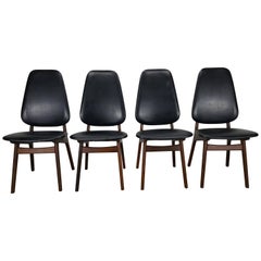 Set of Four Kofoed Larsen High Back Dining Chairs, Denmark