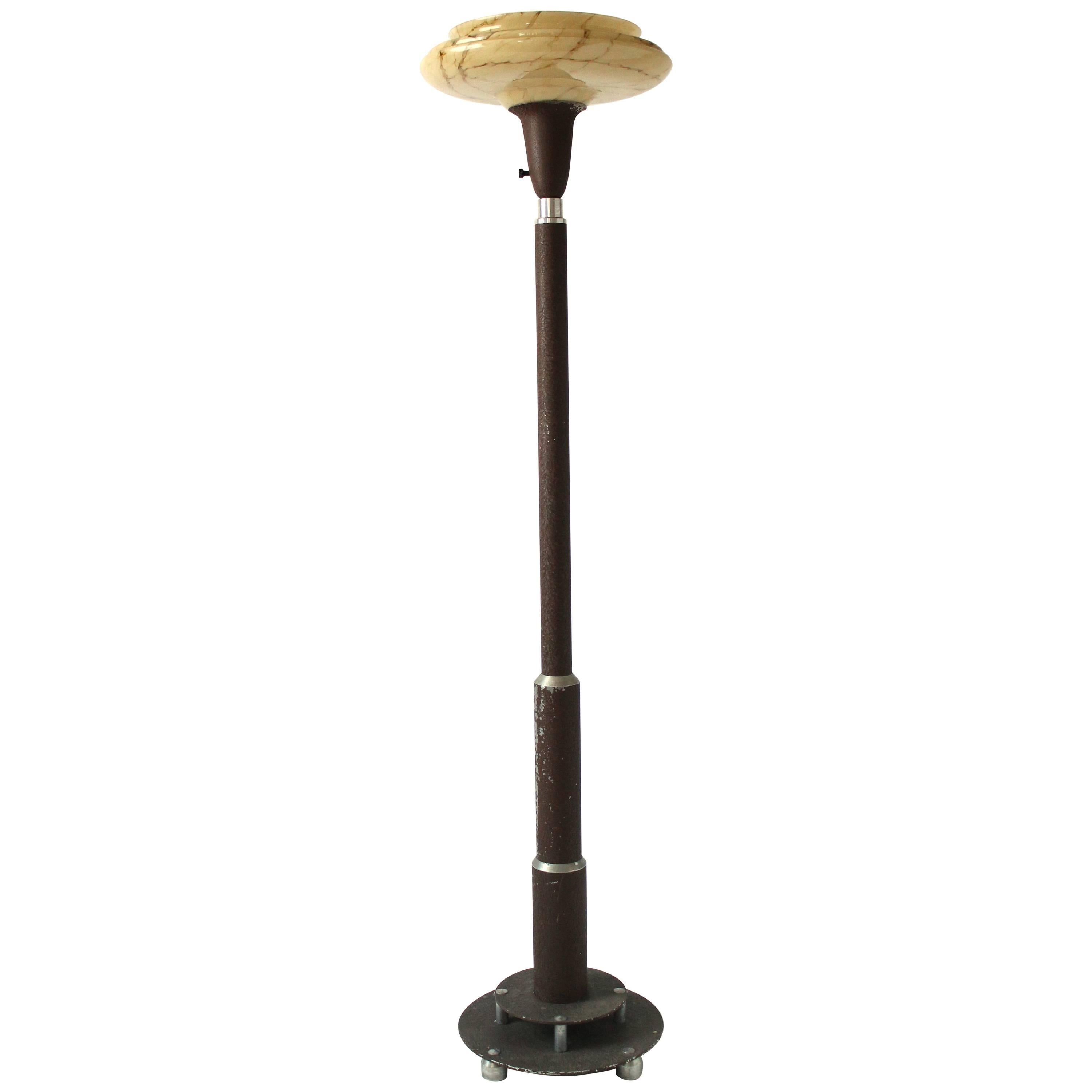 Machine Age Aluminium Floor Lamp, 1930s, USA For Sale