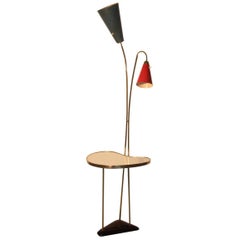 Vintage Floor Lamp Mid-Century Italian Design Red Gold Color 1950s Table Coffe 