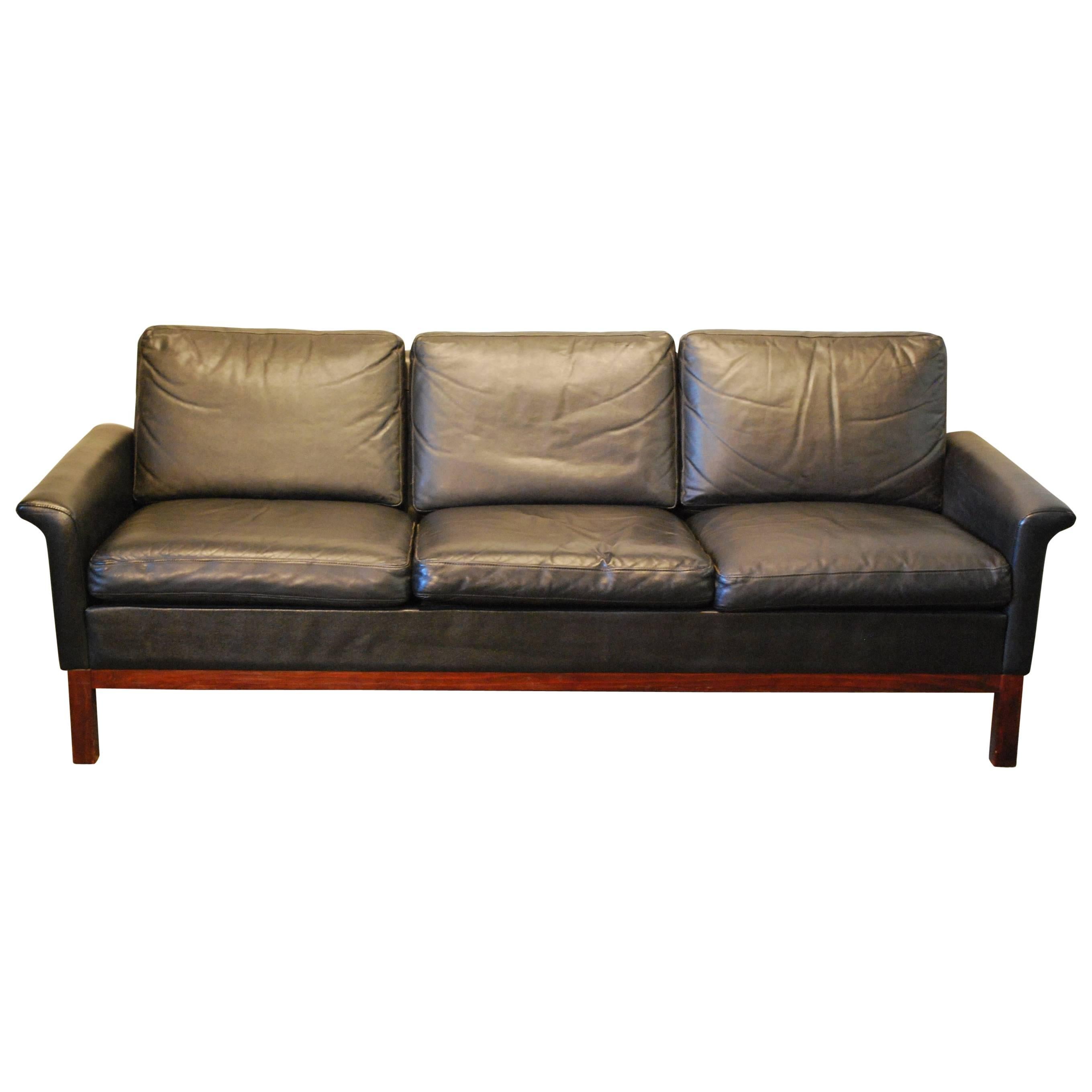 Hans Hansen Designed Danish Modern Leather Sofa