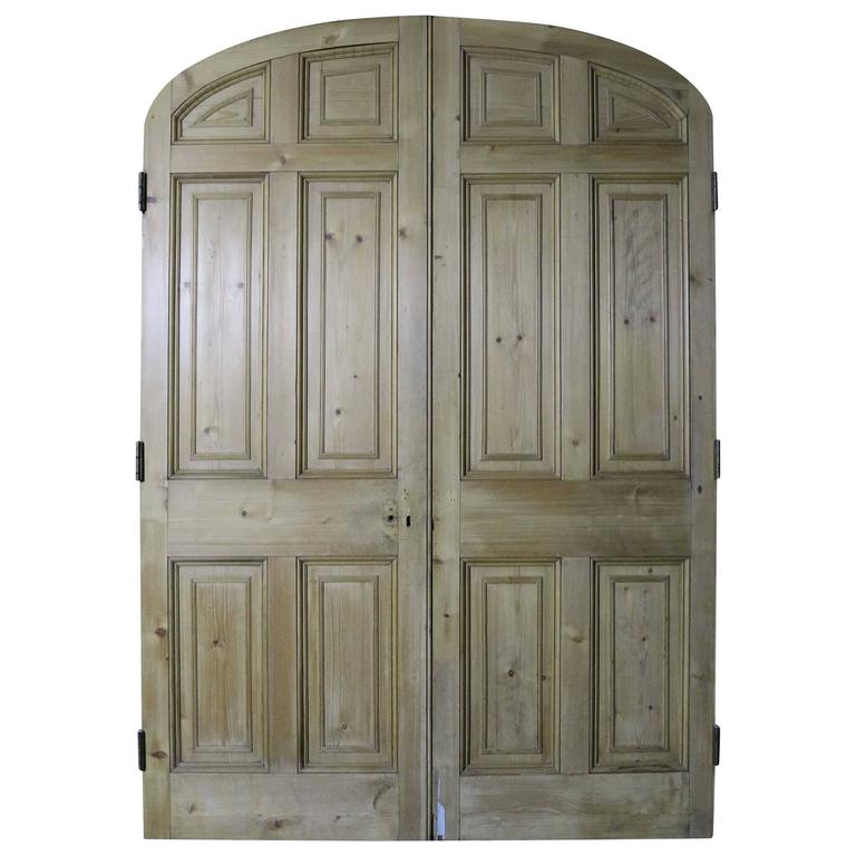Pair Of Reclaimed Stripped Pine Arched Internal Doors For Sale At