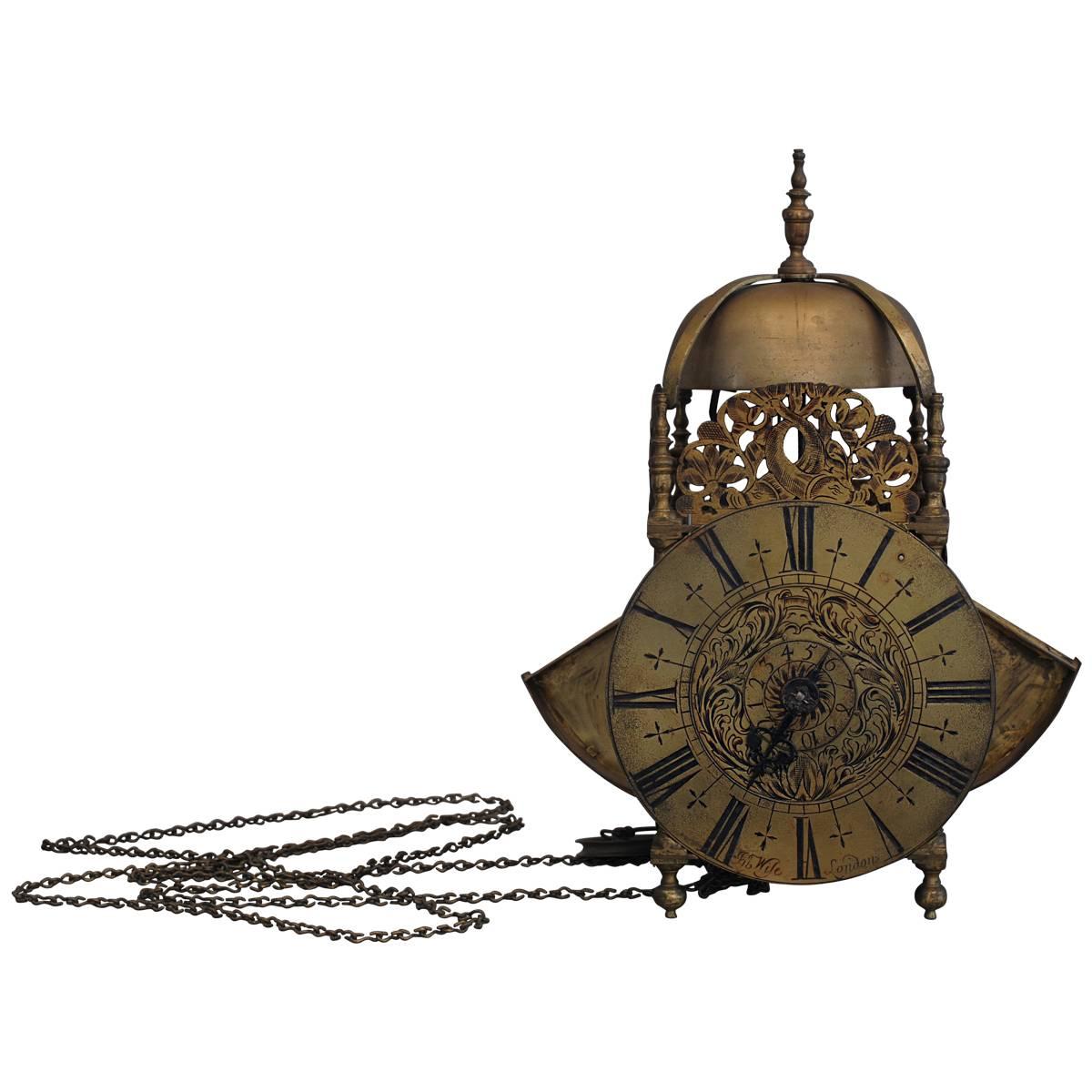 Late Untouched 17th Century English So-Called "Wing Lantern Lock" Signed For Sale