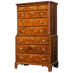 George II Period Burr Walnut Chest on Chest