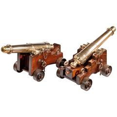 Antique Pair of Bronze Deck Cannon