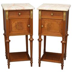 Pair of Continental Bedside Cabinets in Mahogany