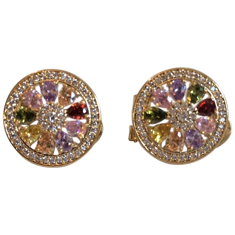 Regency Beautiful Swavorski Multi-Colored Crystals and Rhinestones Earrings For Sale