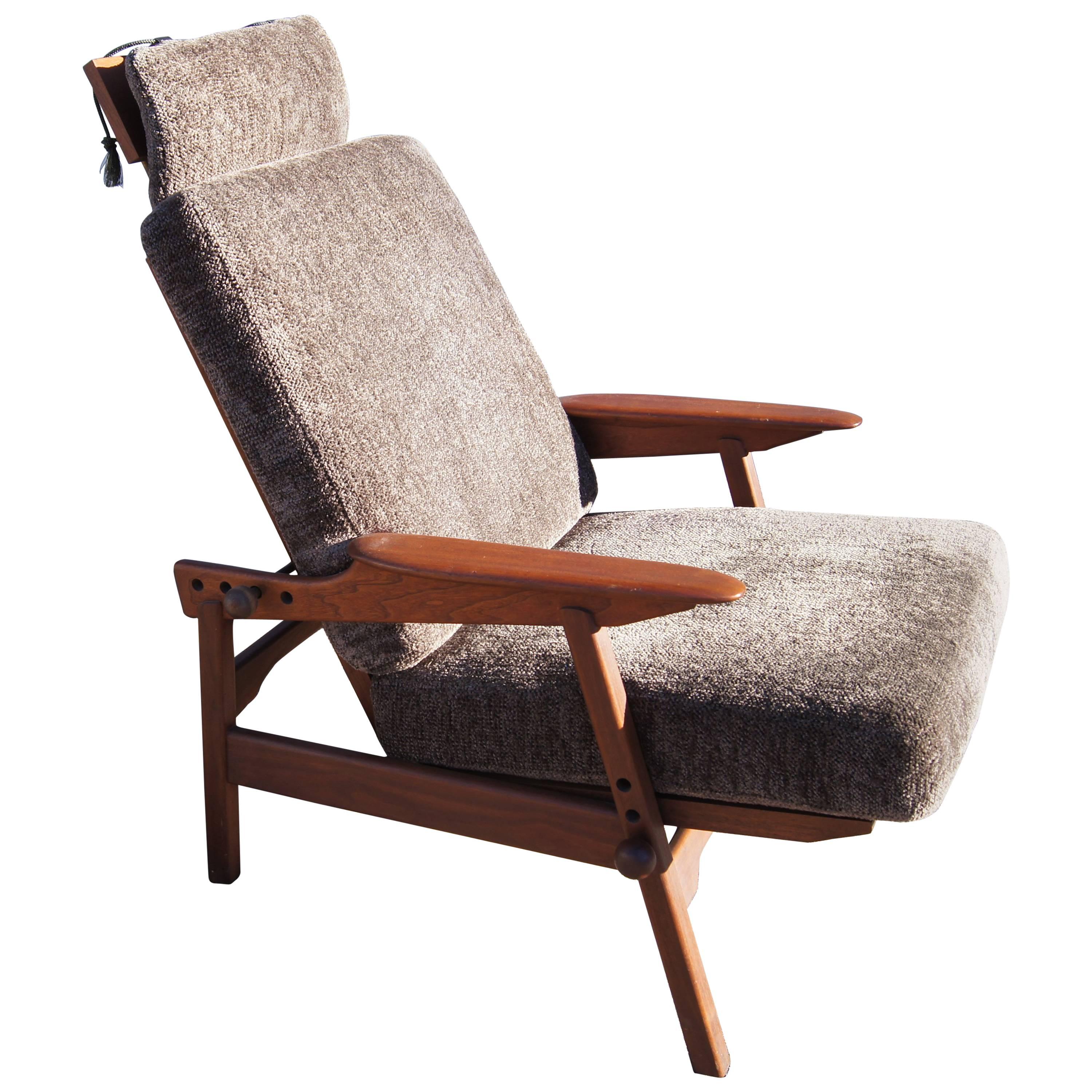 Danish Adjustable Teak High-Back Lounge Chair