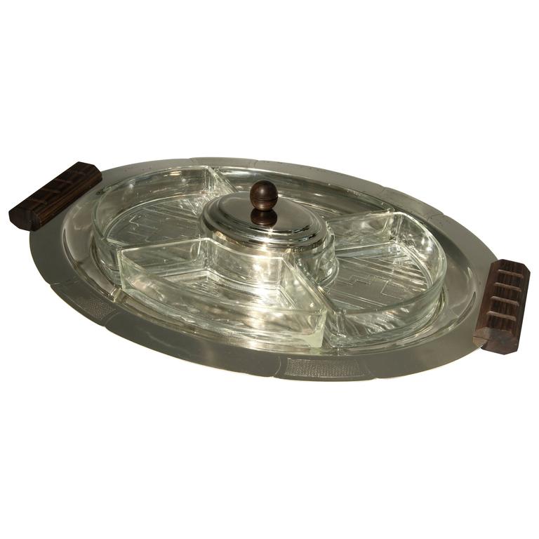 Glass and NickelPlated Metal Serving Tray at 1stDibs nickelplated