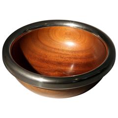 Wooden Bowl with Metal Trim