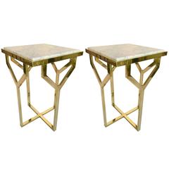 Pair of Side Table Y Brass and Marble, Contemporary, Italy, 2016 12