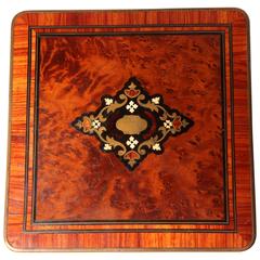 Antique Jewelry Box with Inlay and Brass Trim