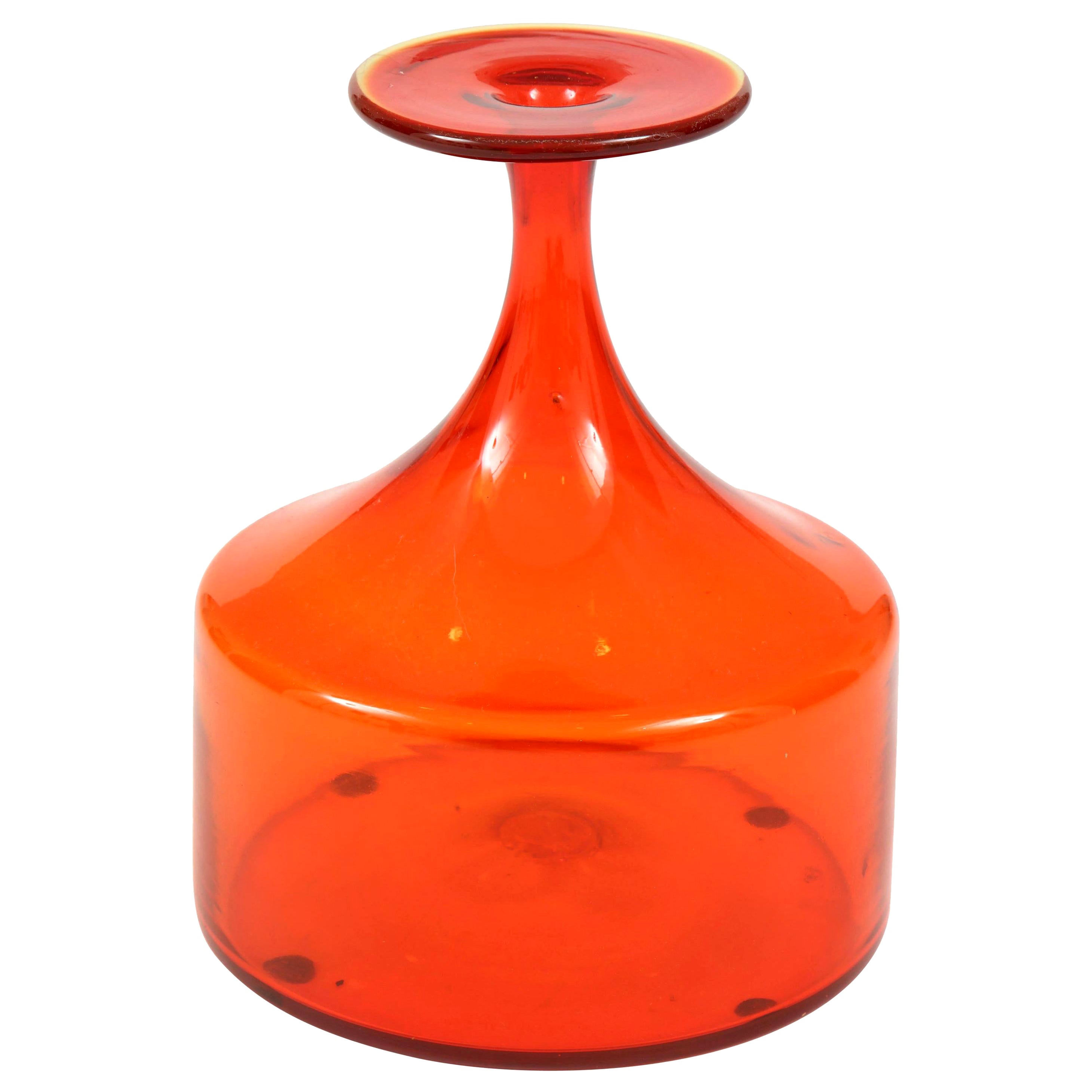 Vase, Glass, Midcentury, Greenwich Flint Craft, circa 1950, Orange Glass, USA