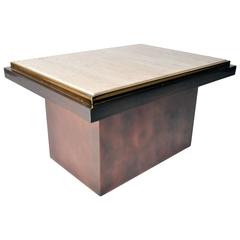 Mid-Century Modern Low Table with Stone Top