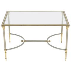 Neoclassical 1960s Italian Brass and Steel Cocktail Table After Maison Jansen 5