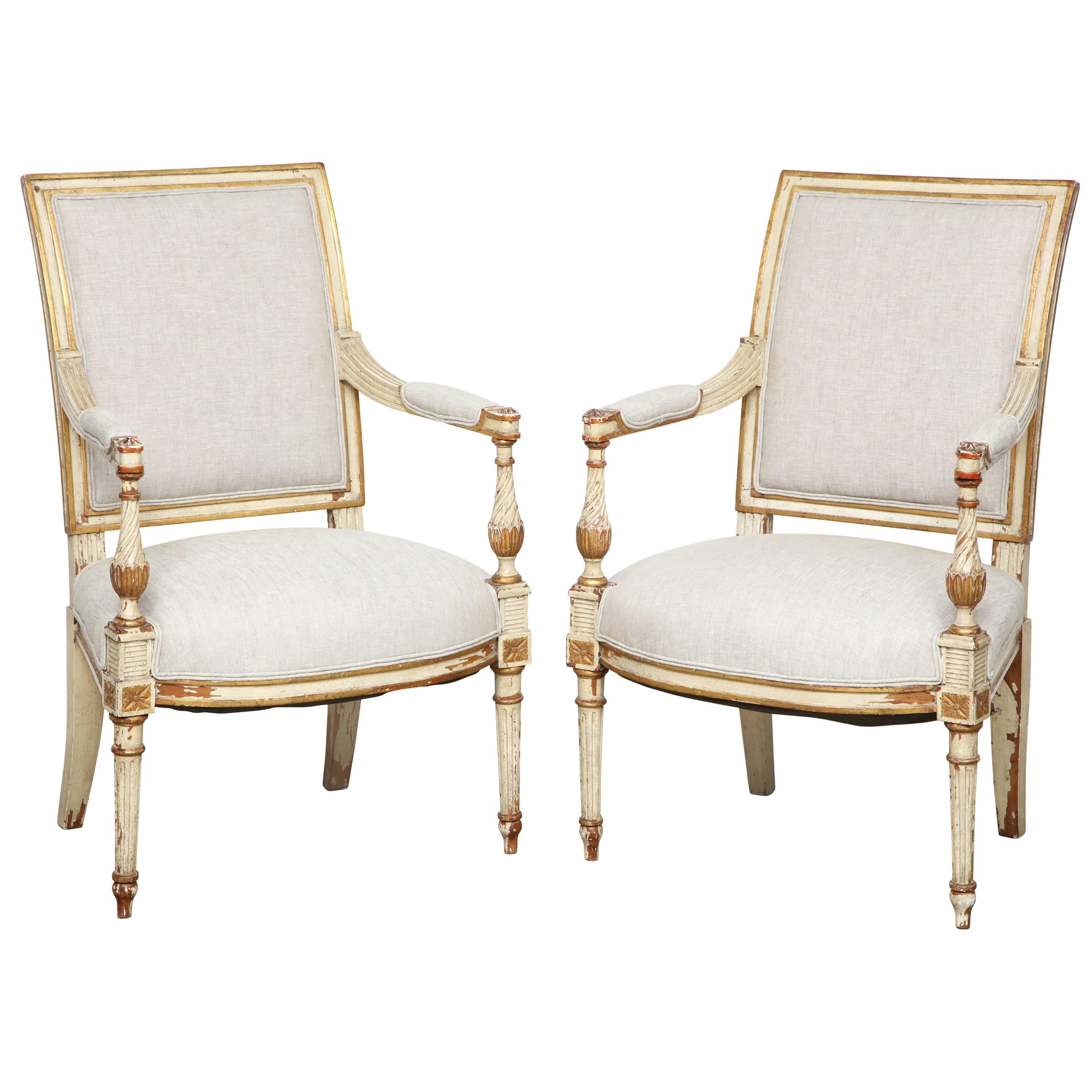 Pair of Louis XVI Style Fauteuils