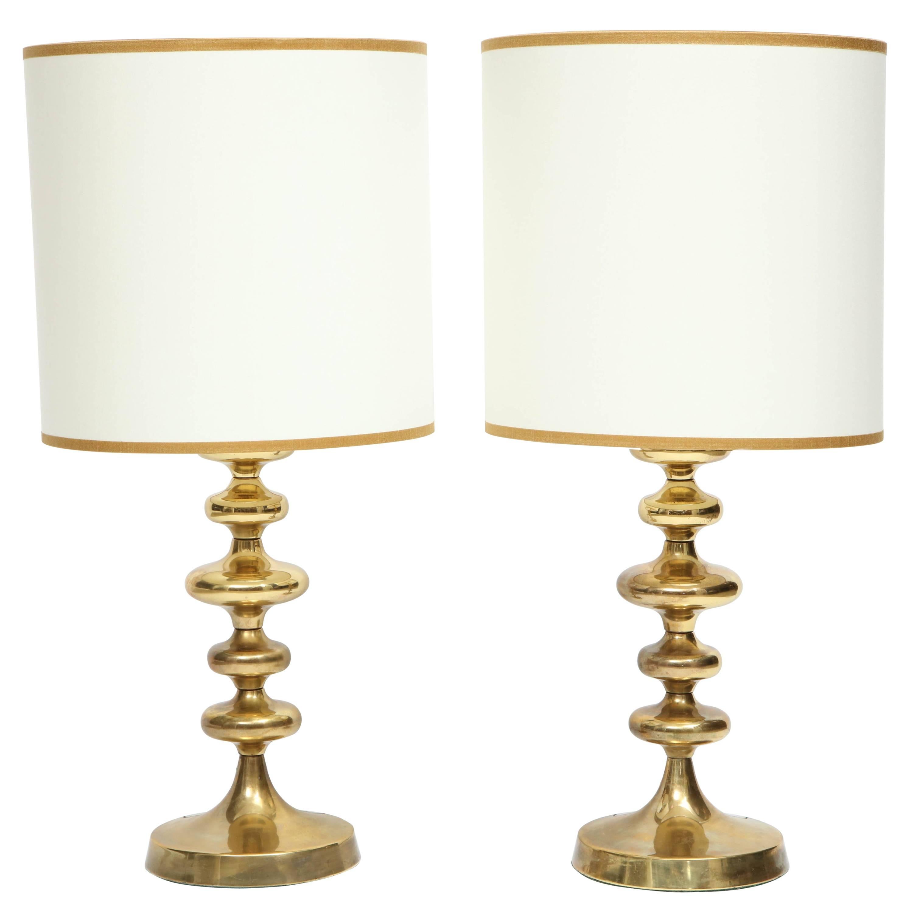 Pair of Brass Swedish Lamps