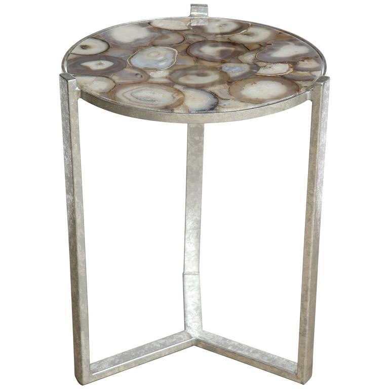 Geode Agate Slice Top Side Table at 1stDibs