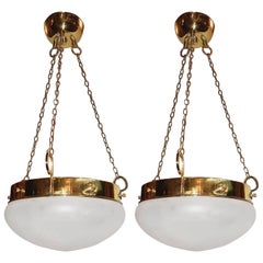 Pair of Light Fixtures with Frosted Glass, Sold Individually