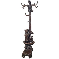 Used  19th Century Black Forest Carved Bear Hall Stand, Three Bears Coat Stand