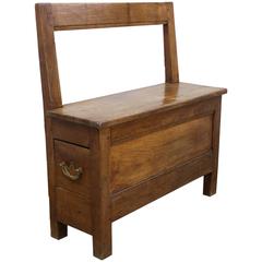 Antique Chestnut Seat with Small Drawer