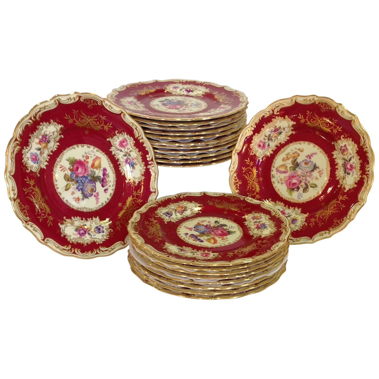 Two Dozen Copeland Spode Hand-Painted 24 Plates For Sale