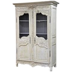 Antique Early Louis XV Style 19th Century Painted Normand Wedding Armoire