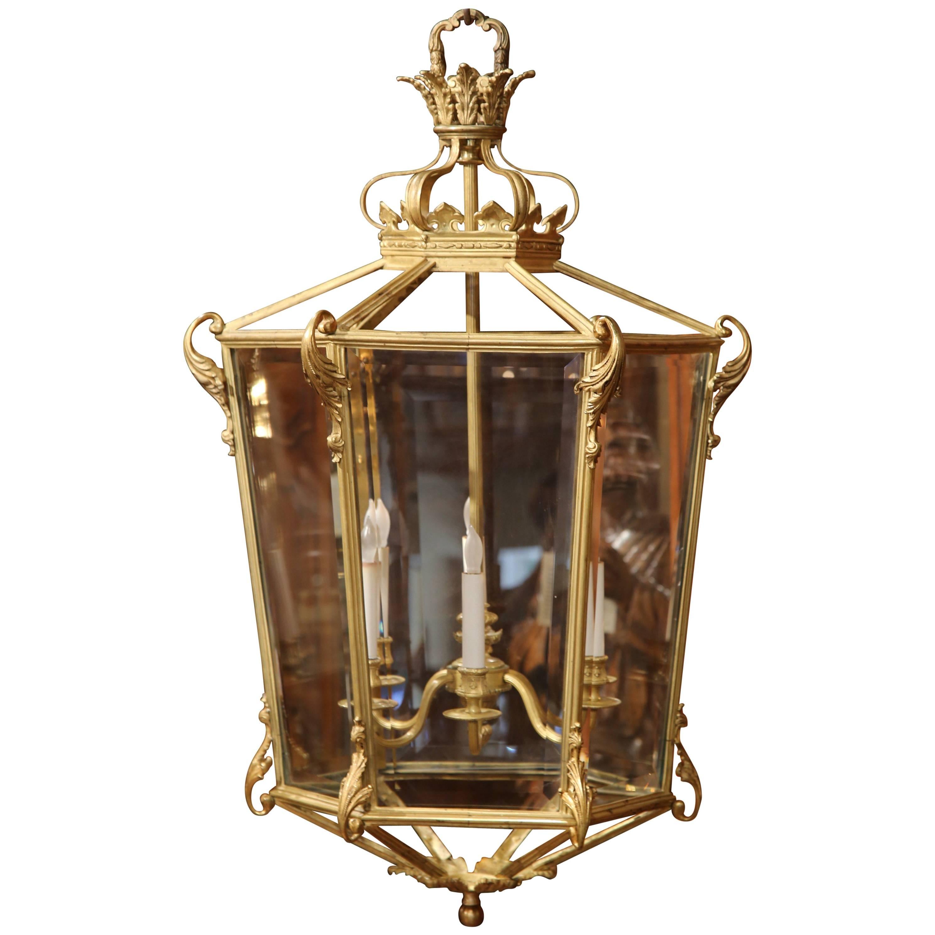 Early 20th Century French Louis XV Six-Light Gilt Bronze Lantern