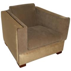 1940s Paul Frankl Style Streamline Moderne Lounge Chair in Two-Tone Ultrasuede 12