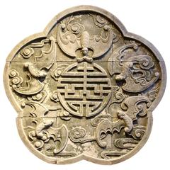 Chinese Terra Cotta Medallion with Five Bats