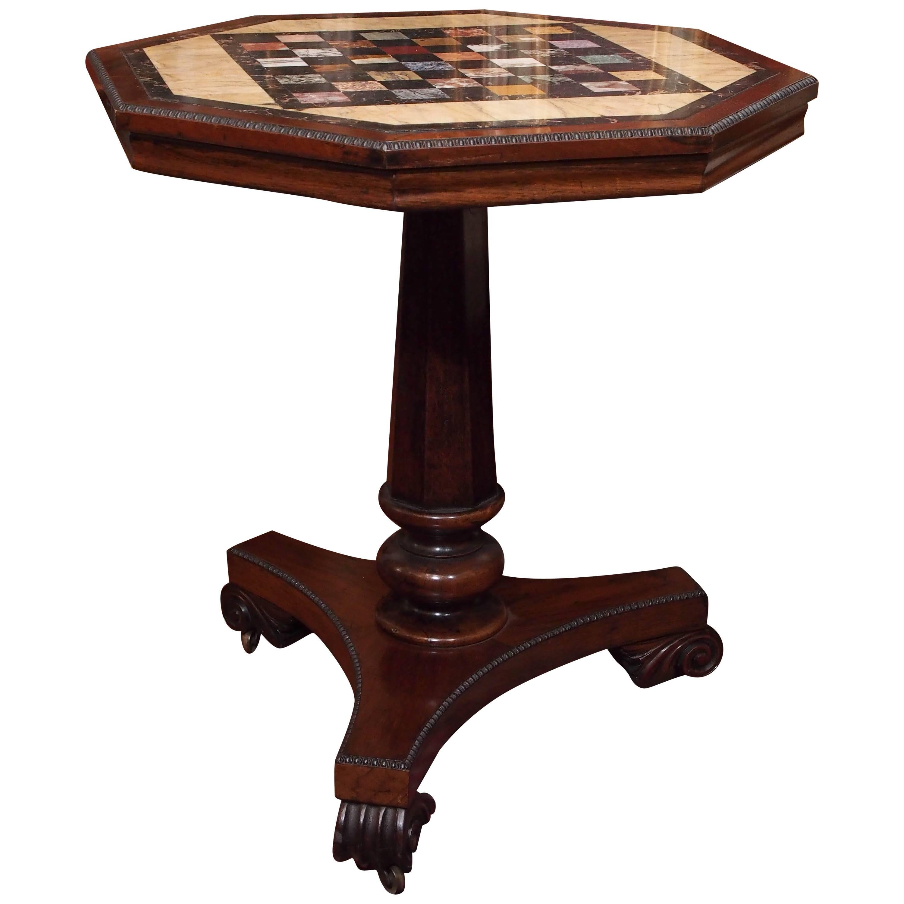 English William IV Rosewood Specimen Top Games Table For Sale