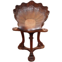 Italian, Venetian Walnut Adjustable Grotto Form Piano Stool