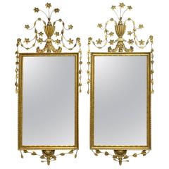 Antique 19th Century Pair of Adams Influenced Mirrors in Giltwood, circa 1890-1910