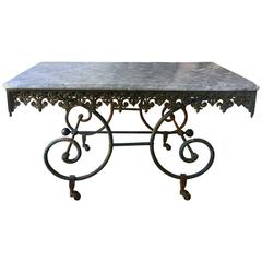 Antique French Black Marble Butchers Display Table