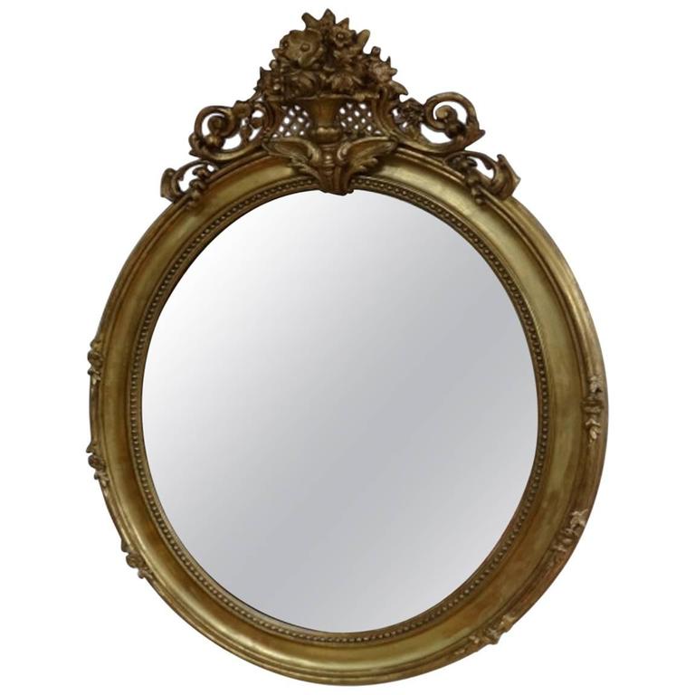 Large French Oval Rococo Gilt Gesso Mirror at 1stdibs