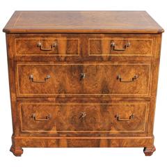 French Louis Philippe Burl Walnut Bookmatched Commode, Dresser or Chest