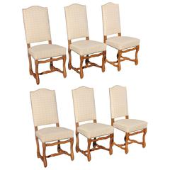 Fine Set of Six Louis XIII Style Os De Mouton Dining Chairs, circa 1880