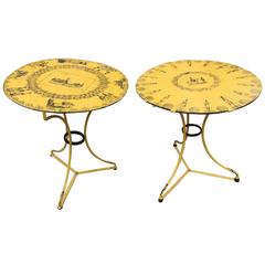 Pair of Italian Painted Yellow Tole Tables