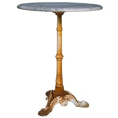 Marble and Cast Iron Bistro Table from France