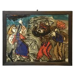 1960s Reverse Glass Folk Art Painting by Andrzej Galek #1