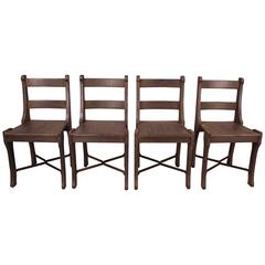 Set of Four Monterey Period Chairs with Iron Stretchers