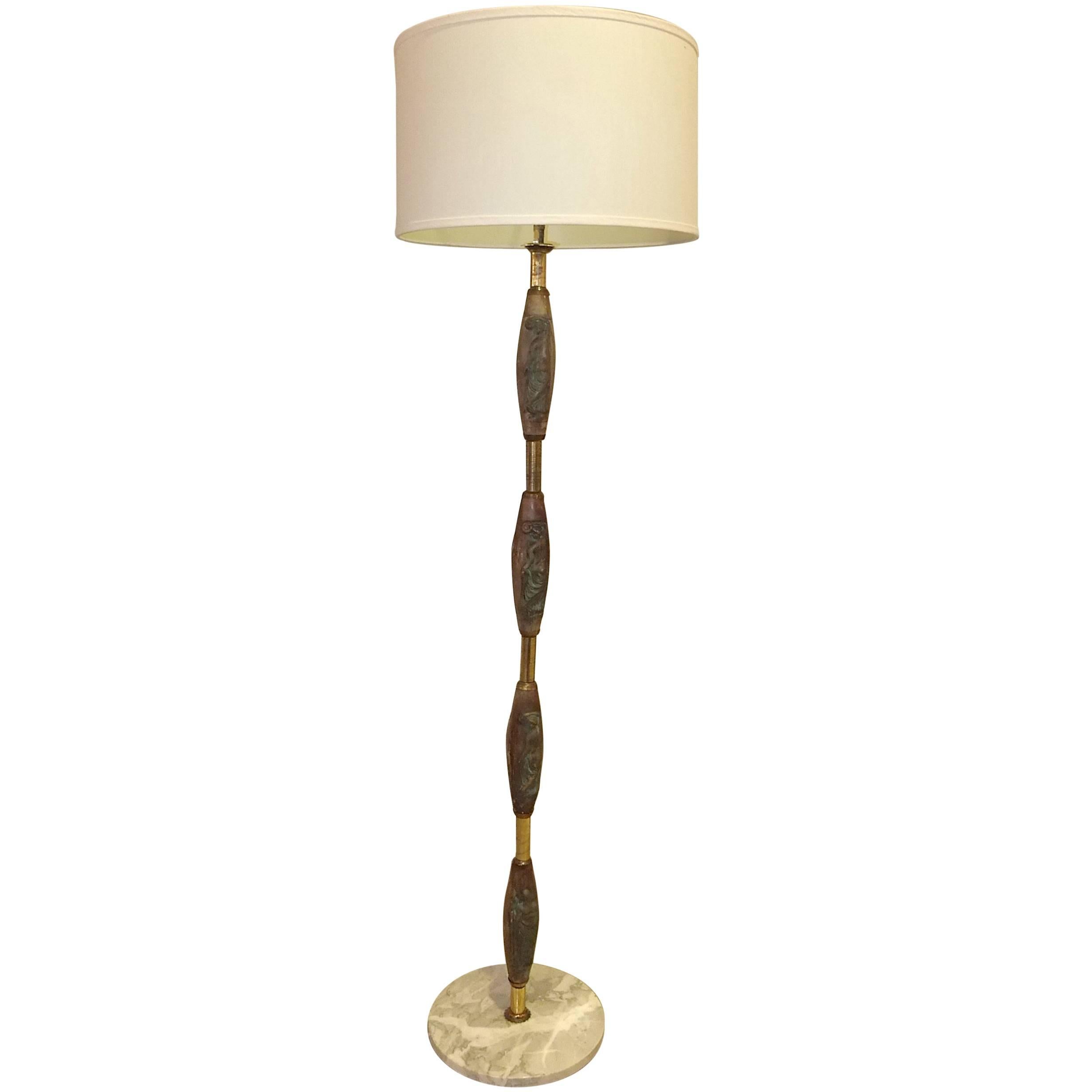 1940s, Italian, Porcelain and Brass Floor Lamp For Sale