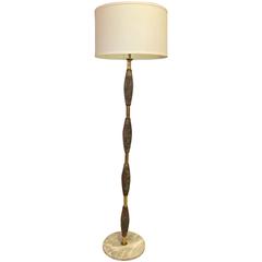 Vintage 1940s, Italian, Porcelain and Brass Floor Lamp