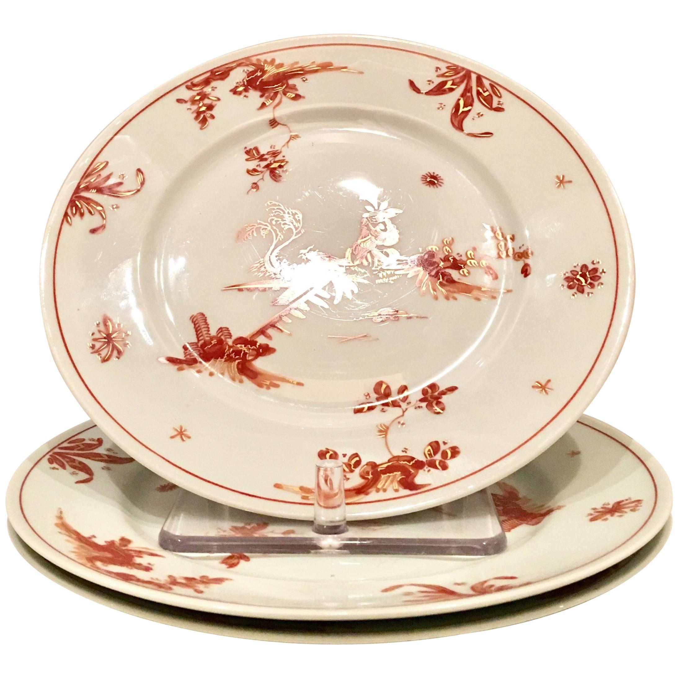 Set of Three 1930s, Limoge France Porcelain Salad or Dessert Plates at