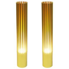 Pair of European Modern Art Deco Inspired Large Gold Table Lamps