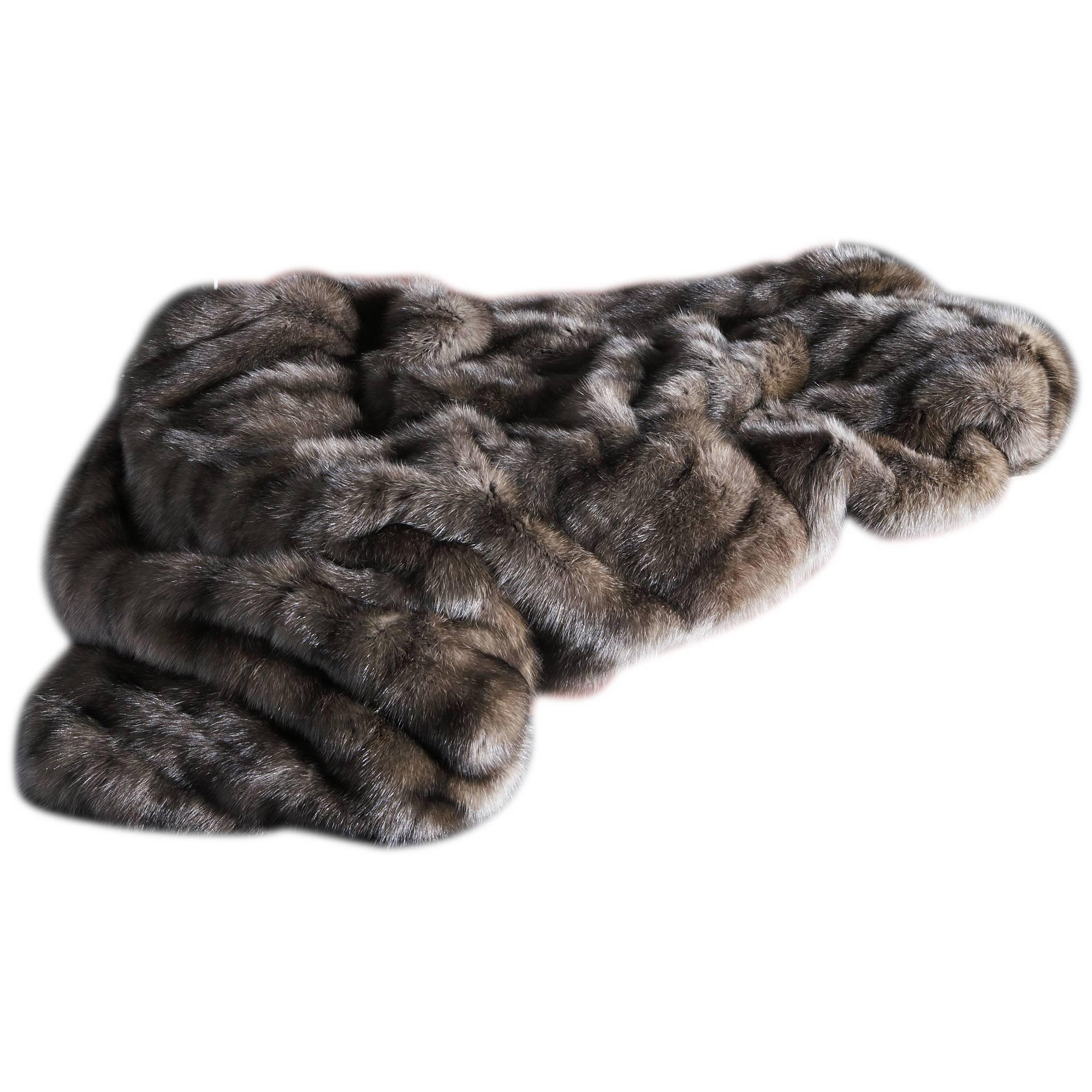 Barguzin Sable Throw, Italian Cashmere Lining For Sale