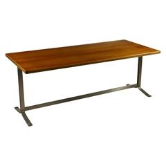 Desk by Formanova Tanganyika Walnut Veneer Chromed Metal Vintage, Italy