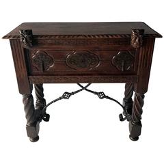 Antique Spanish Colonial Console Table with Drawer