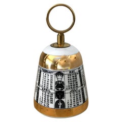 Retro Porcelain and Brass Bell by Fornasetti